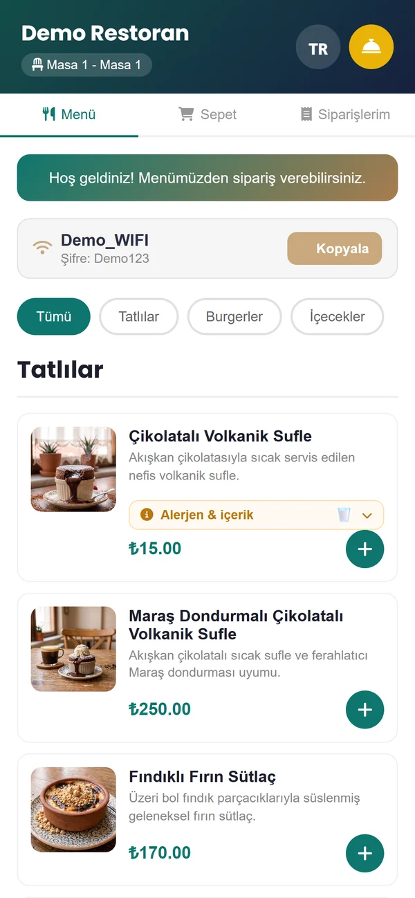 Serveo QR menü