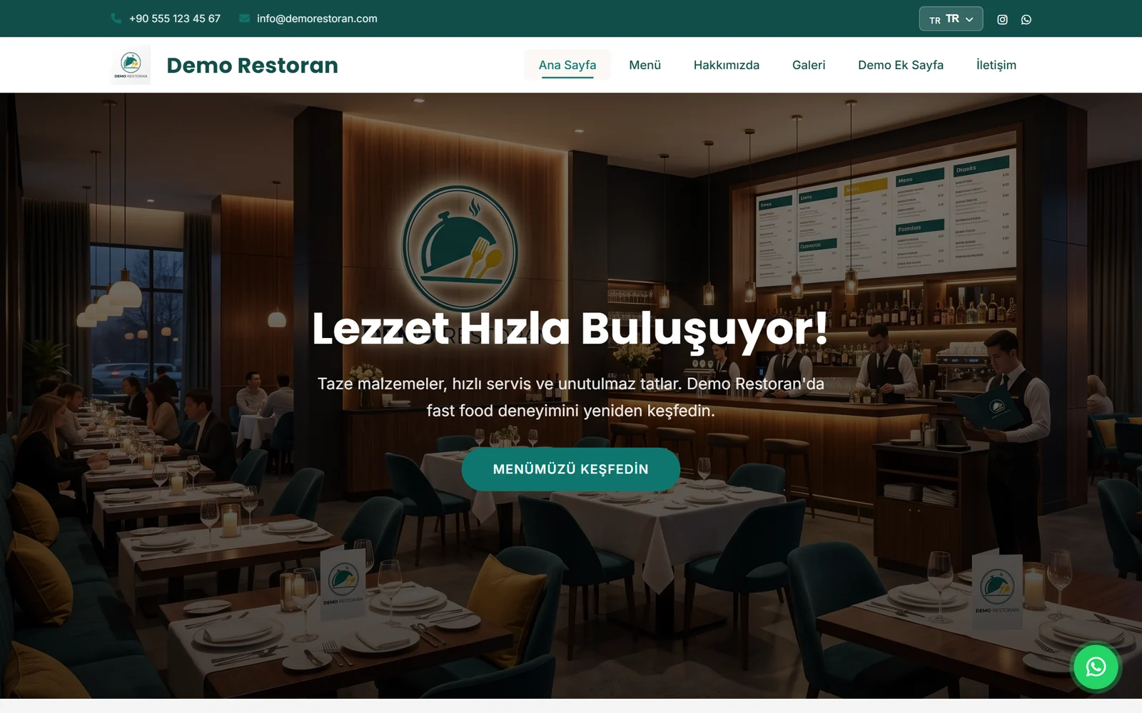 Serveo ile kurulmuş restoran sitesi