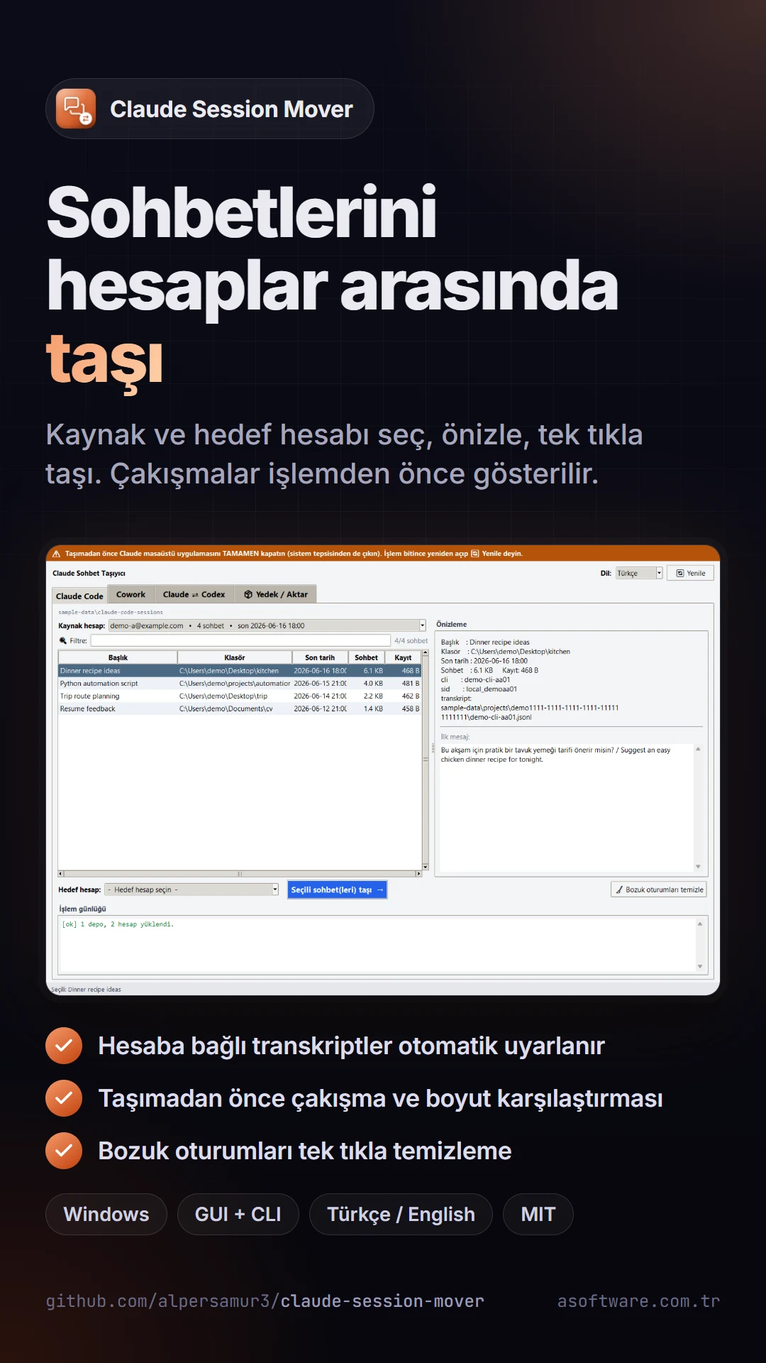 Claude Session Mover görüntü 1
